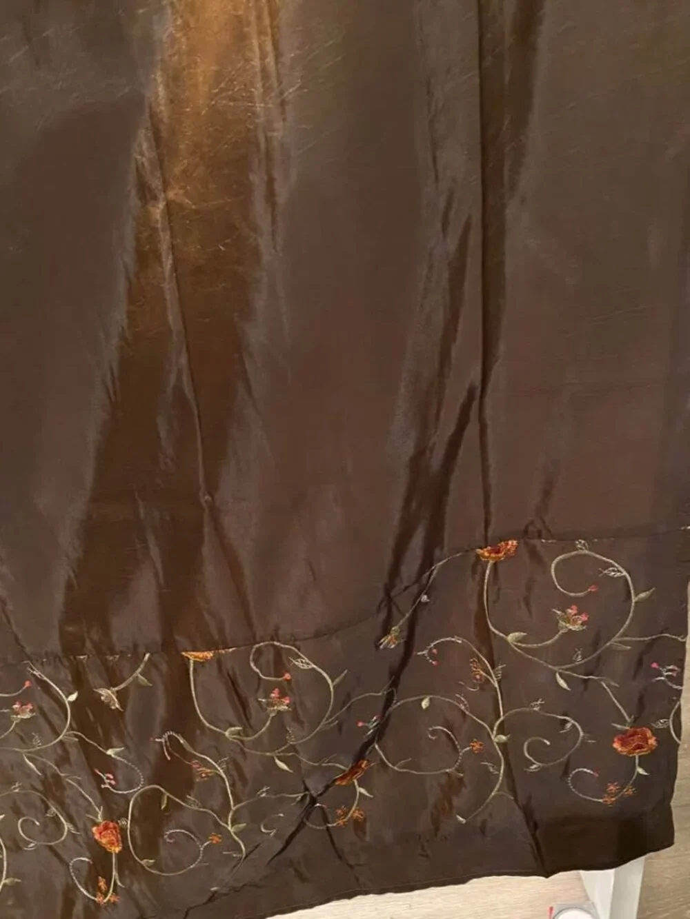 Chocolate Brown Floral Embroidered Shower Curtain – Whimsigoth Coquette Decor –